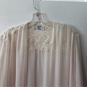 Vintage Valentino INTIMO Lingerie Polyester Ivory Lace Housecoat - Sz S